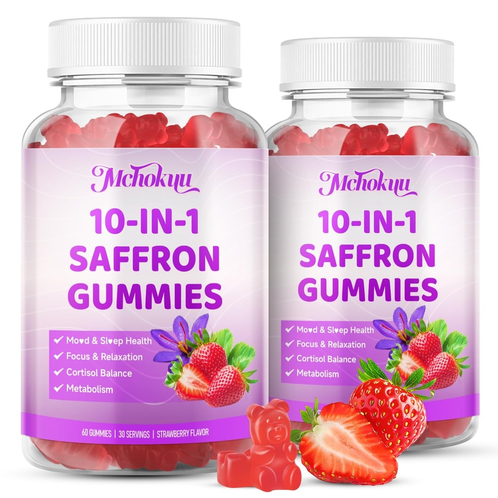 Saffron Supplements Gummies for Kids & Adults Vision, Zzz, Focus & Cortisol w…