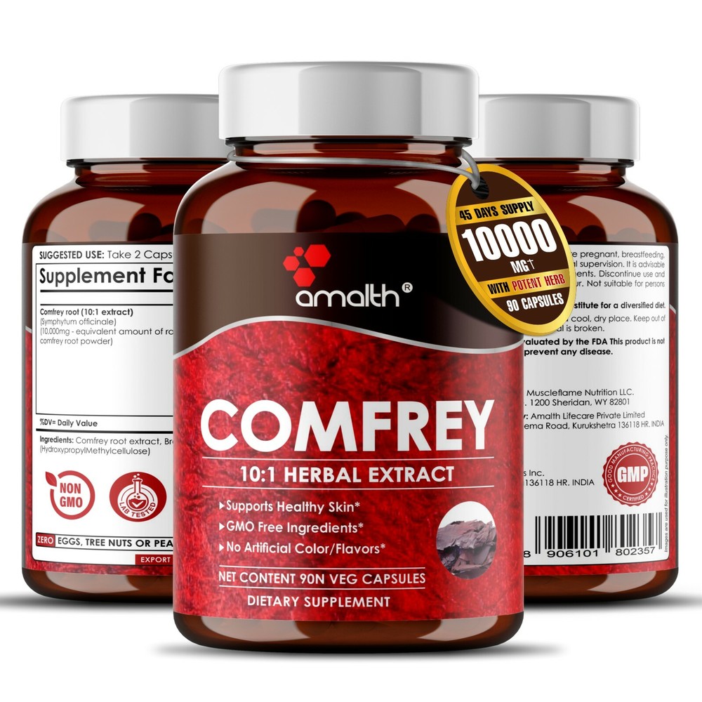 Comfrey Root Extract Symphytum 10000mg Capsules – 90 Pills – Healthy Skin