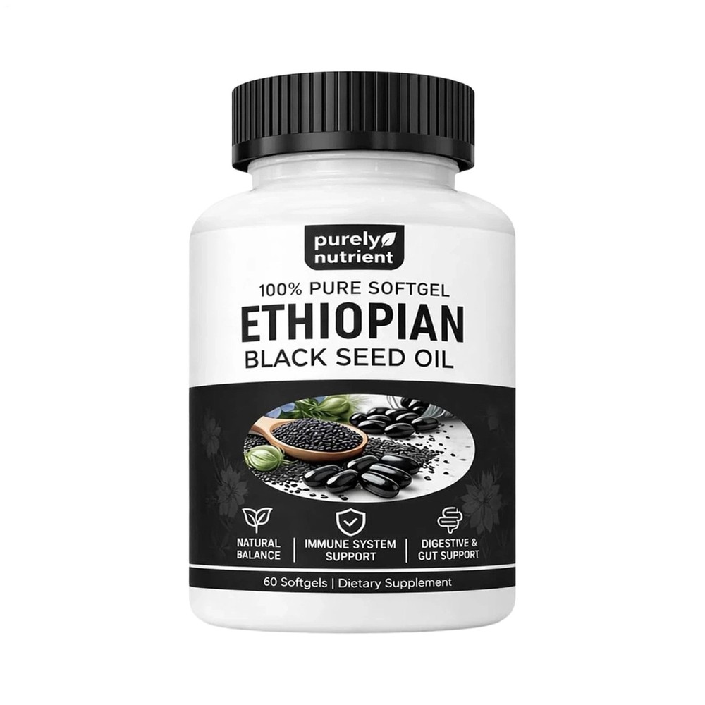 Ethiopian Black Seed Oil Softgels |4.64% Thymoquinone |Gluten-Free, 60 capsule s