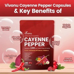 Cayenne Pepper Softgels Supplement, Supports Leg Vein, 240 Softge /1 Bag–