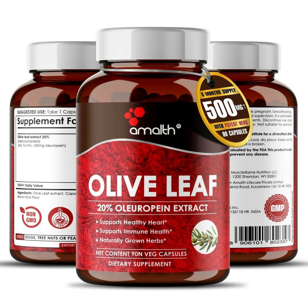Olive Leaf Extract 500mg 90 Capsules 20% Oleuropein Europaea Olea Immune Support