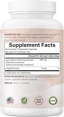 Daily Cognitive Support: 240 Lion’s Mane Extract Capsules with L-Ergothioneine