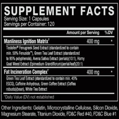 Daitea Test X180 Ignite For Men W/Fenugreek To Burn Fat,Build Muscle,30-120 Caps