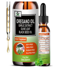 Organics Oregano Oil Liquid Drops,Oil Of Oregano 6000mg with Black Seed Oil