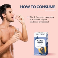BBETTER Purified Shilajit 500mg | Lab Tested Shilajeet for Stamina 60 Cap a396