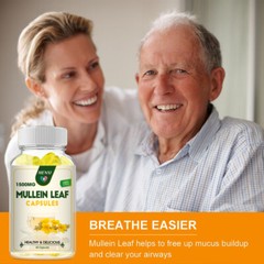 Mullein Leaf Capsules For Lung Cleansing & Detox Herbal Dietary Supplement Pills