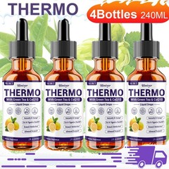 4 Bottles Thermo Liquid Drops Green Tea CoQ10 Energy Support 240ML