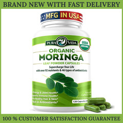 PURA VIDA ORGANIC MORINGA CAPSULES 120CT 500MG SINGLE ORIGIN MORINGA LEAF POWDER