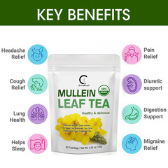 28/60 DAY Mullein Leaf Tea for Lungs Cleanse & Immune Support,100% Natural
