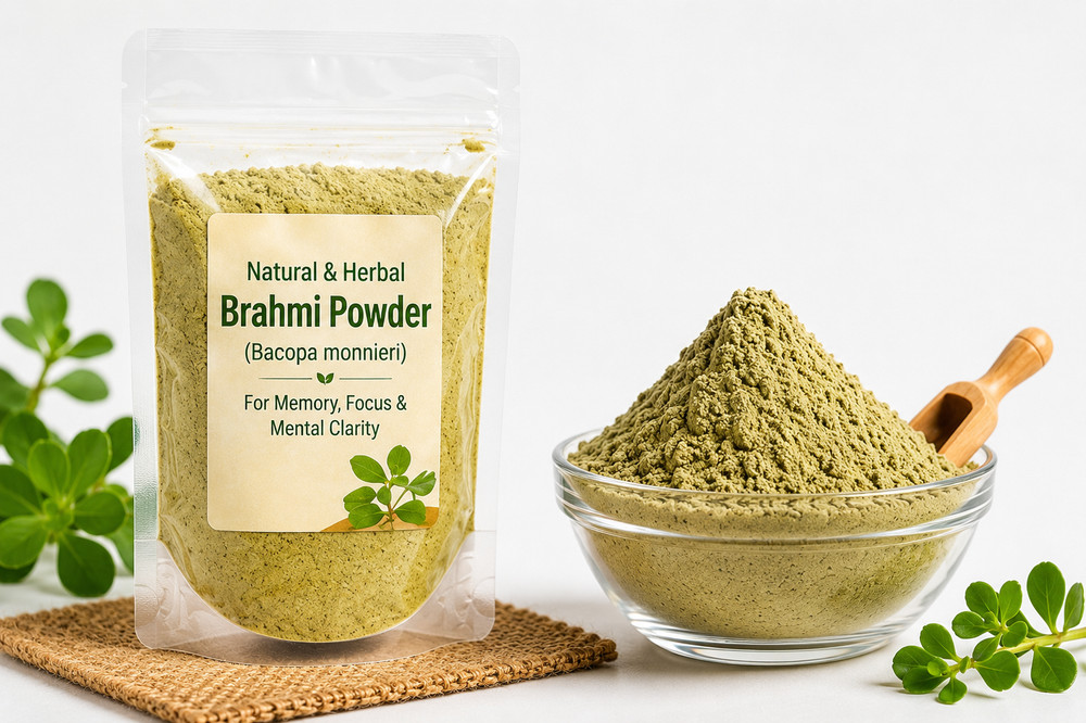 TWM Natural Brahmi Powder Herbal Bacopa Monnieri for Brain & Cognitive Health