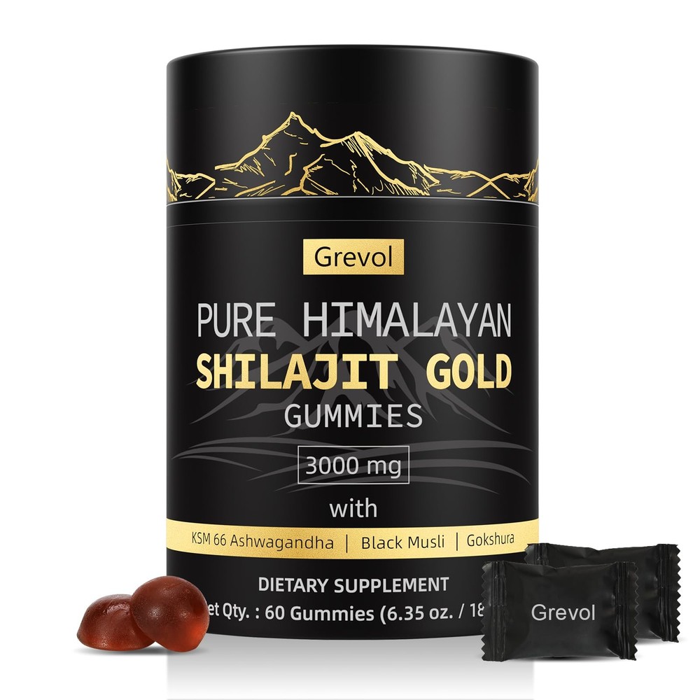Grevol Himalayan Shilajit Gummies: Gold Grade 60 Count (Pack of 1)