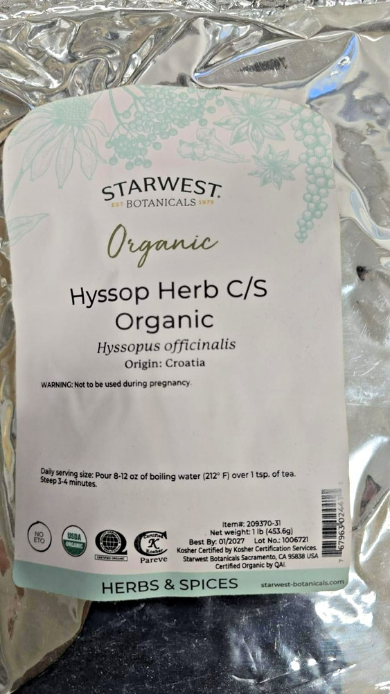 Starwest Botanicals Hyssop Herbs c/s Herbal Tea Organic Croatia