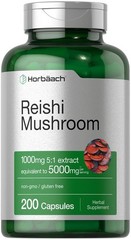 Reishi Mushroom Capsules Non GMO Gluten Free Extract 200 Count Natural