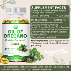 120 Oregano Oil 4000mg Softgels Capsules Contains Carvacrol Immue Support Caps