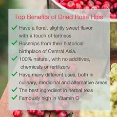 Whole Dried Rosehips 1 LB – 100% Natural Rose Hips with No Additives