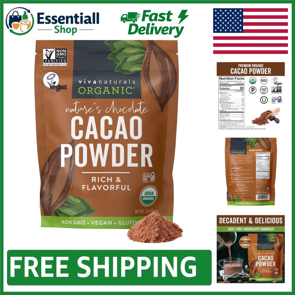 1 lb Organic Cacao Powder – Perfect for Baking, Smoothies & Dairy-free Goodness