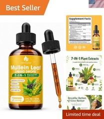 1500mg Mullein Leaf Liquid Extract – Pure 7-in-1 Formula for Respiratory Health
