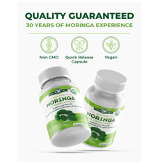 PURA VIDA MORINGA Capsules Single Origin Moringa Powder Organic. Pure Moringa