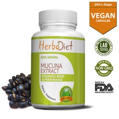 Mucuna Pruriens 20% L-Dopa EXTREME POTENCY 500mg Extract Capsules