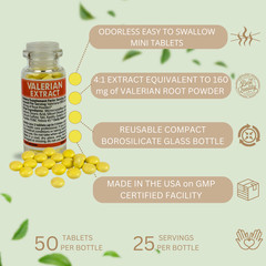 Valerian Root Extract 30 bottles x 50 Coated Tablets (20mg) Экстракт Валерианы