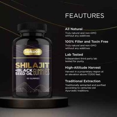 Pure Shilajit Gummies with Black Seed Oil – Energy Boost, Immune Support – 60Pcs