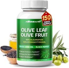 NESSARIT Olive Leaf & Olive Fruit 60% Oleuropein 60% Hydroxytyrosol – Black S..
