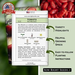 Sow Right Seeds – San Marzano Tomato Seeds for Planting – Non-GMO Heirloom Packe