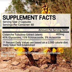 Organic Cistanche Tubulosa High Potency Support Muscle Mass 30/60/120 Capsules