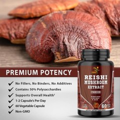 REISHI MUSHROOM STRONGEST ORGANIC CAPSULES LINGZHI LUCIDUM EXTRACT PILLS SPORES