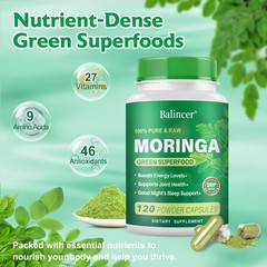 Moringa Powder 800mg Support Immune Boost Energy Natural Metabolism 240 Capsules