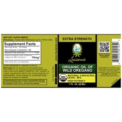Organic Wild Oregano Oil Drops, 80% Carvacrol, 30 mL for Oral or Topical Use