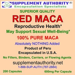 Maca Root Powder Capsules Red Organic ~200ct Bag – SUPER FRESH! ~ Exp: 02/2026 ~