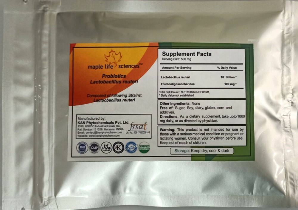 Probiotic blend of Lactobacillus reuteri 20 Billion CFU/GRAM High Quality 25