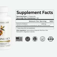 Berberine HCl 1200mg Supplement 60 Count Dear Apothecary Dual Source Bark Root