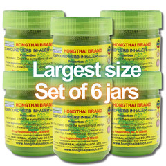 Traditional Thai Herbal Inhaler / Best Value Set ( Largest size X 6 Bottles )