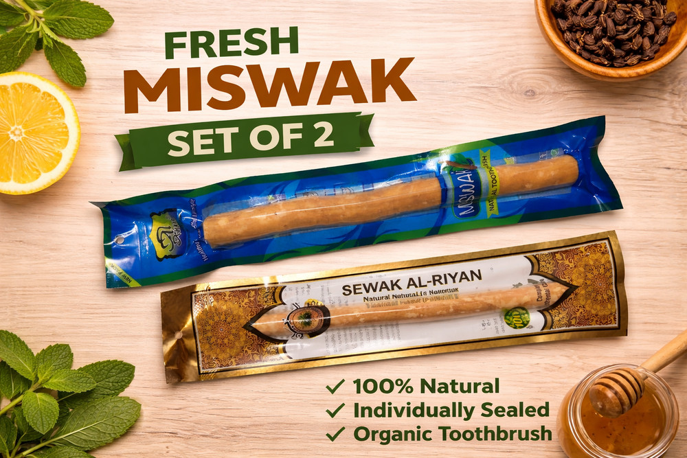 2 Vacuum Sealed Organic Miswak Sticks – Natural Sewak Toothbrush Islamic Sunnah