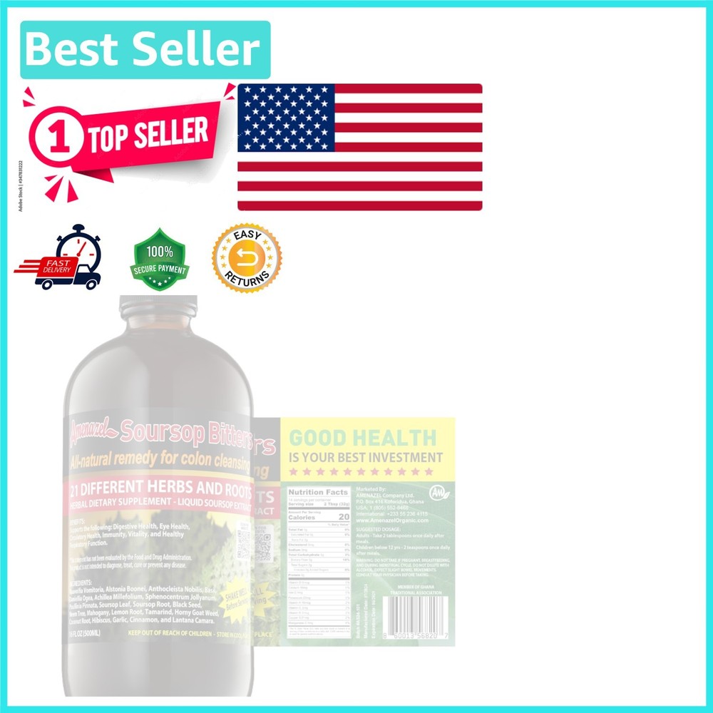 Soursop Bitters 16 fl oz – Organic Colon Health Tonic with Distinct Flavor