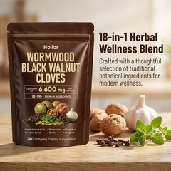 Holior 18-in-1 Black Walnut & Wormwood Herbal Blend for 240 Count (Pack of 1)