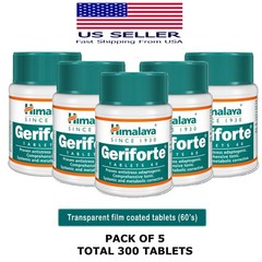 Geriforte Himalaya 60 Tablets USA Seller Free Shipping (Pack Of 5)