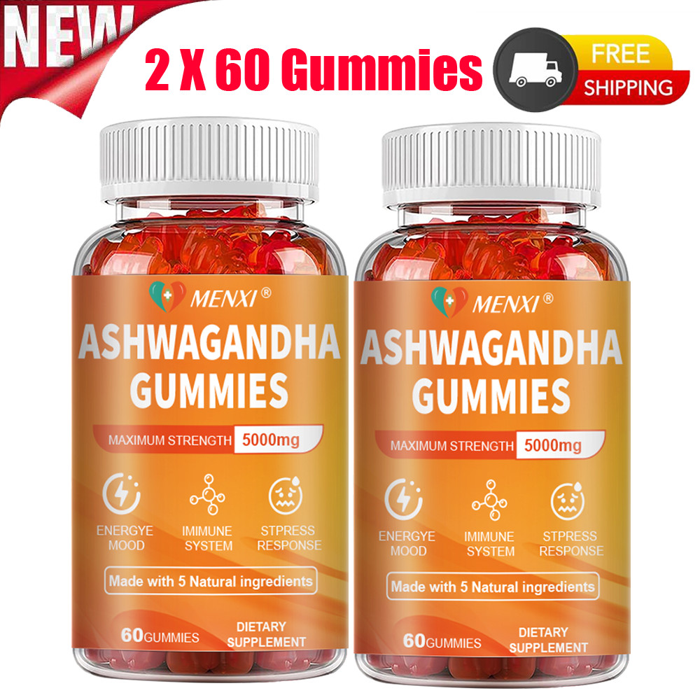 2 Packs Ashwagandha Gummies 5000mg High Potency Ashwagandha Root Extract