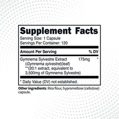 Clean Gymnema Sylvestre Extract 120 Capsules for 120 Servings Per Bottle – No…