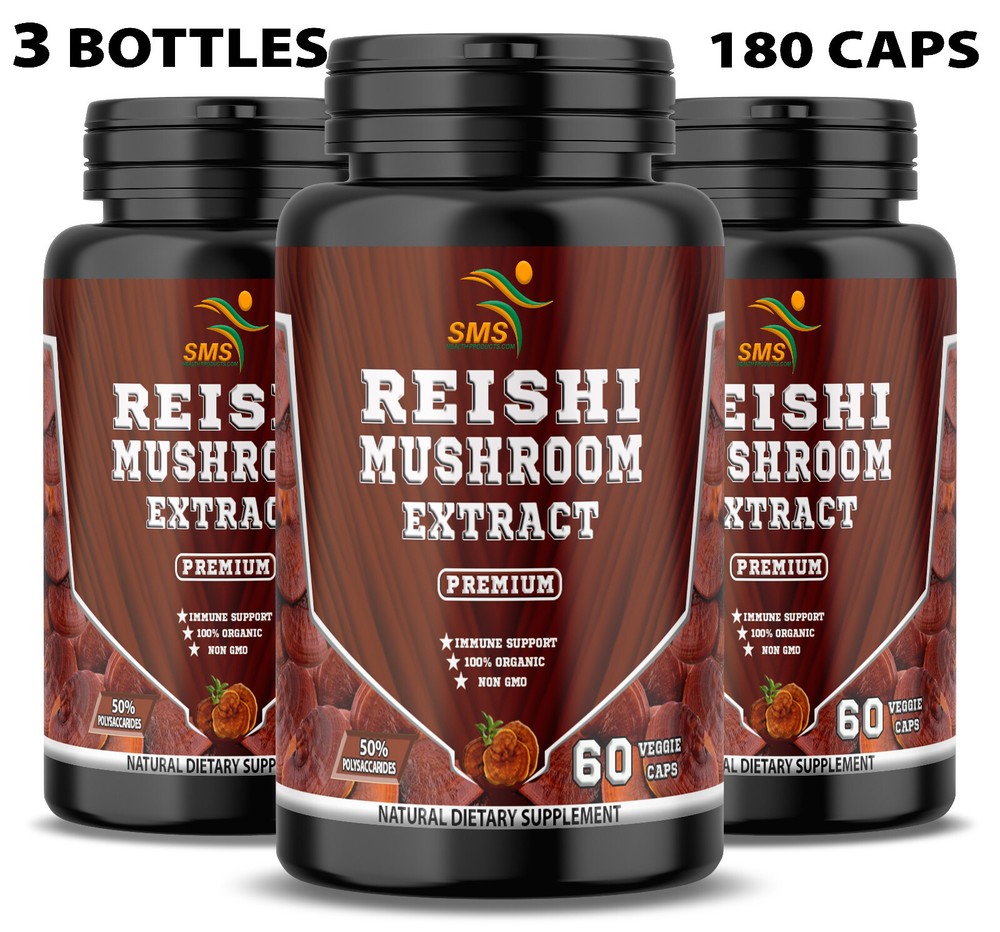 REISHI MUSHROOM SPORE EXTRACT 180 VEGGIE CAPSULES LINGZHI GANODERMA LUCIDUM TOP