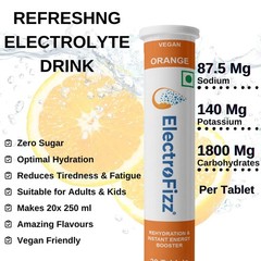 ElectroFizz Rehydration Instant Energy Booster Orange Flavour 20 Tablet Each