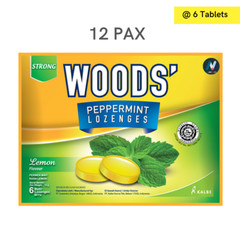 WOODS LEMON Peppermint Lozenges Sore Throat Health Freshens Breathing Relax 12X