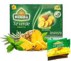 GREEN TEA Camellia Sinensis TE VERDE 20 WRAPPED TEA BAG ANTIOXIDANTS pineapple