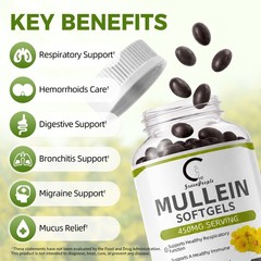 Mullein Leaf 120 Caps Vegan Natural Dietary Supplement For Lung Cleanse Detox