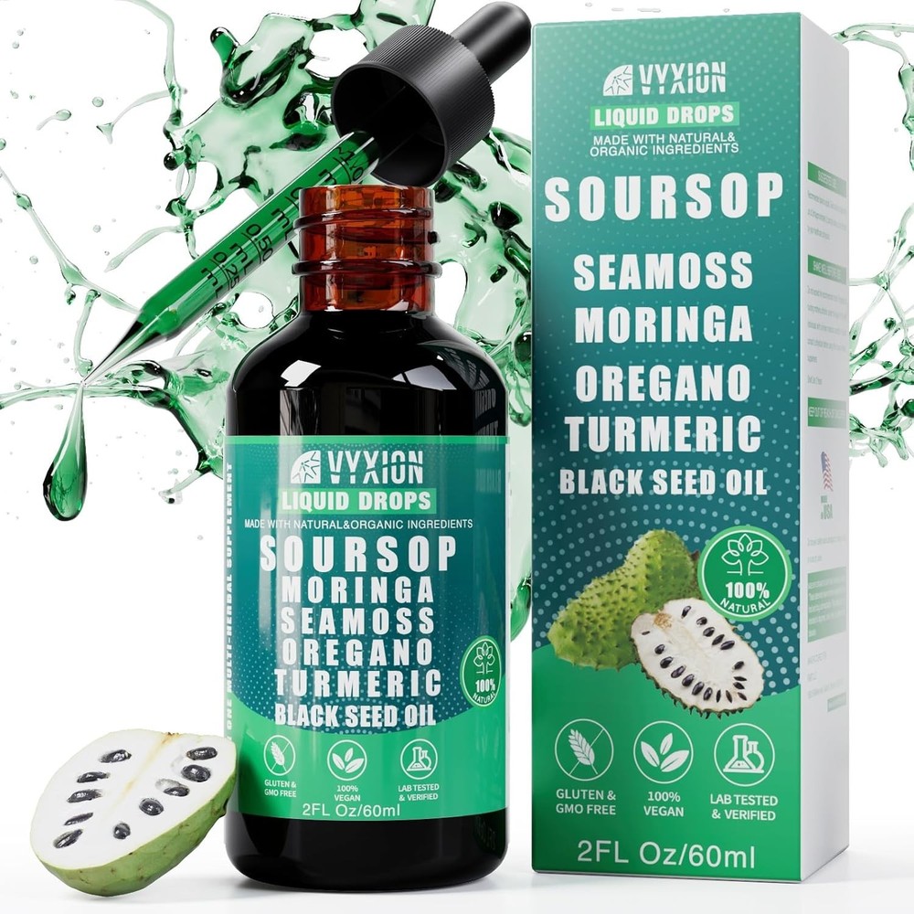 Soursop Bitters Liquid Drops 10 in 1 with Sea Moss, Moringa, Turmeric, Black See