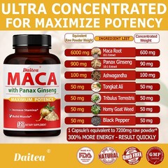 Maca Root 6000mg -30/60/120caps Hormonal Balance, Pure Natural Vegan Gluten-Free