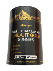 Himiyer Pure Himalayan Shilajit Gold Gummies Manhood Energy Brain Immunity 60 ct