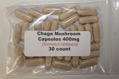 30 count Chaga Mushroom Powder Capsules (Inonotus obliquus) 400mg